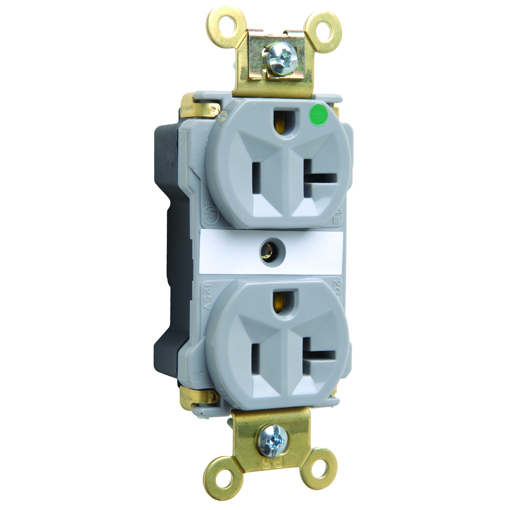 PlugTail Extra Heavy-Duty Hospital Grade Duplex Receptacle 20amp 125volt Gray