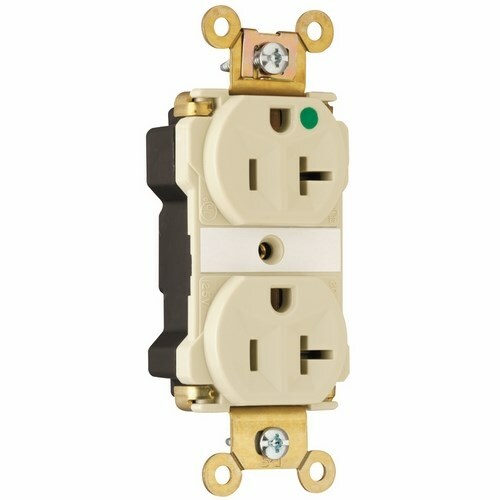 PlugTail Extra Heavy-Duty Hospital Grade Duplex Receptacle 20amp 125volt Ivory