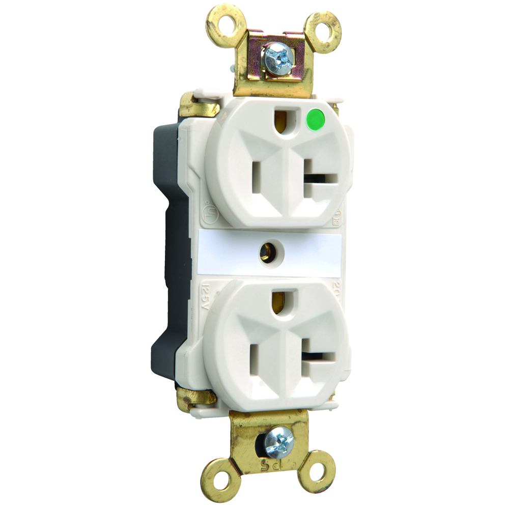 PlugTail Extra Heavy-Duty Hospital Grade Duplex Receptacle 20amp 125volt Light Almond
