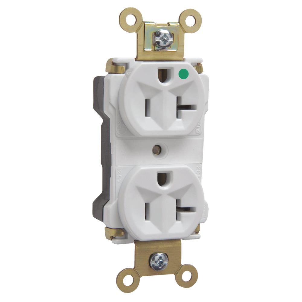 PlugTail Extra Heavy-Duty Hospital Grade Duplex Receptacle 20amp 125volt White