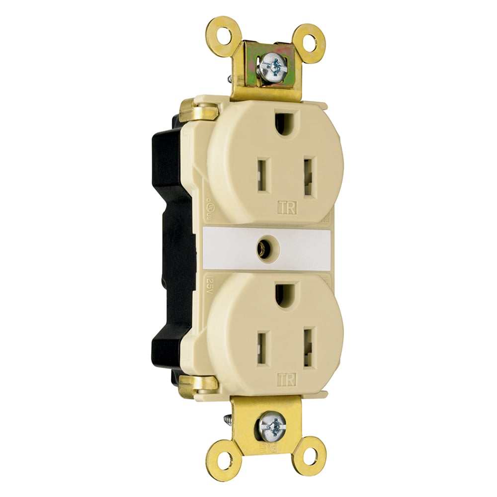 PlugTail Industrial Extra Heavy-Duty Spec Grade Tamper-Resistant Duplex Receptacle 15amp 125volt Ivory