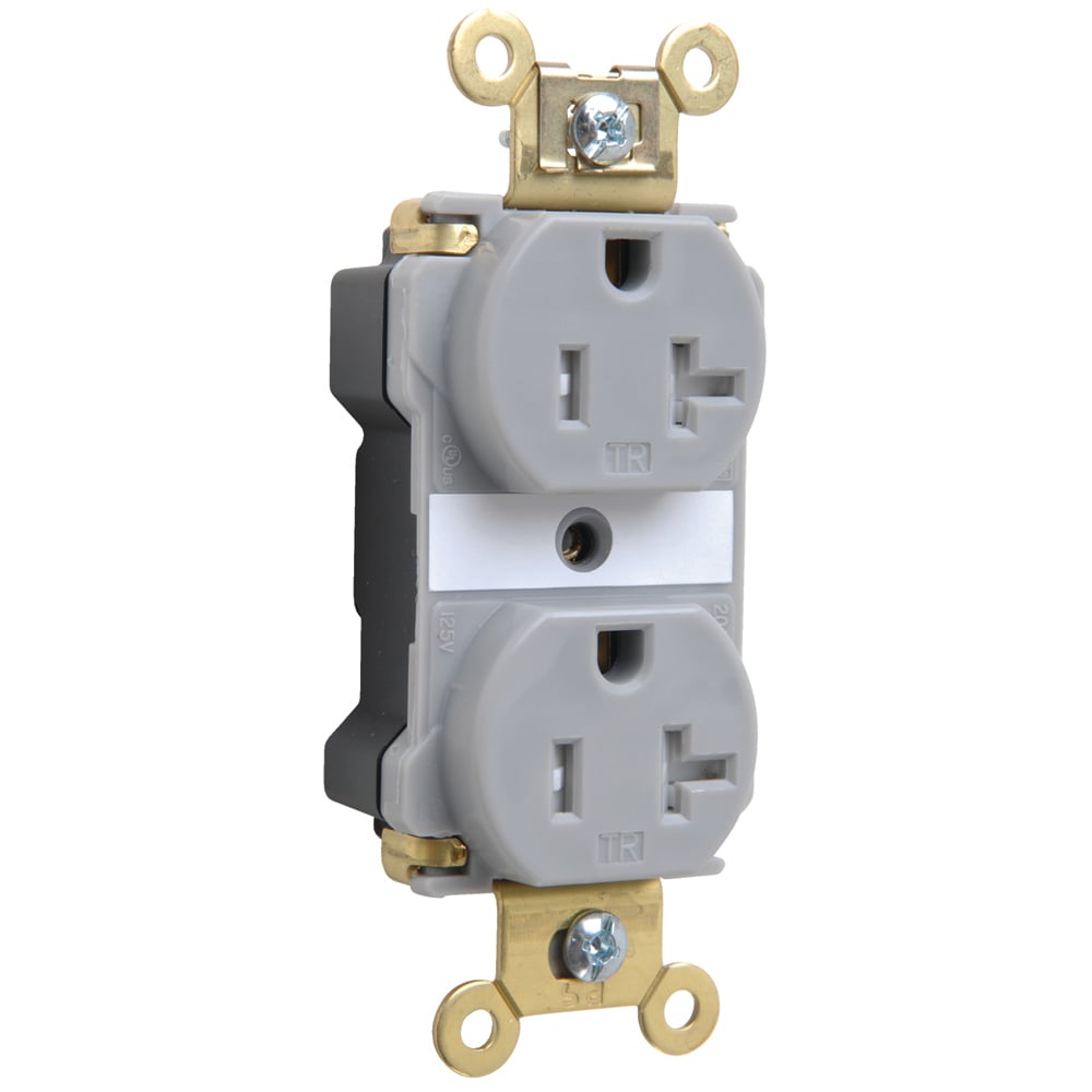 PlugTail Industrial Extra Heavy-Duty Spec Grade Tamper-Resistant Duplex Receptacle 20amp 125volt Gray
