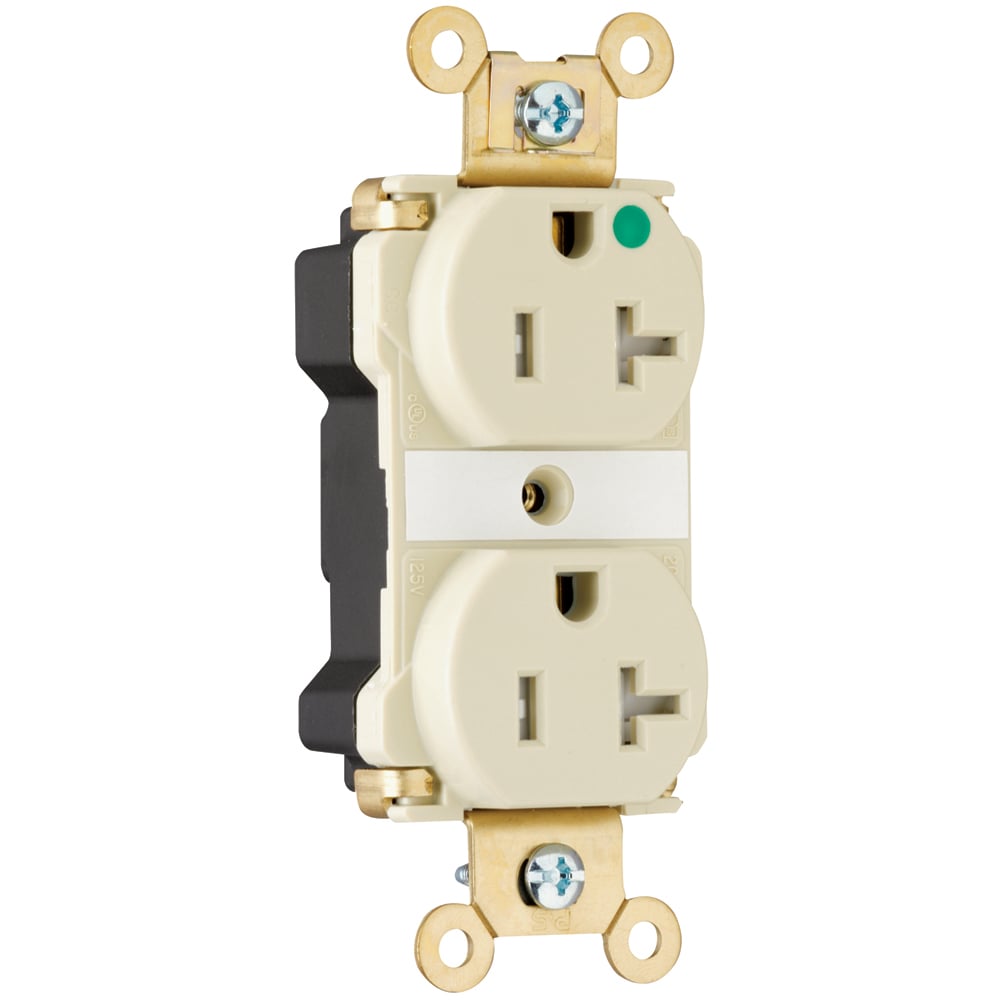 PlugTail Extra Heavy-Duty Hospital Grade Tamper-Resistant Duplex Receptacle 20amp 125volt Ivory