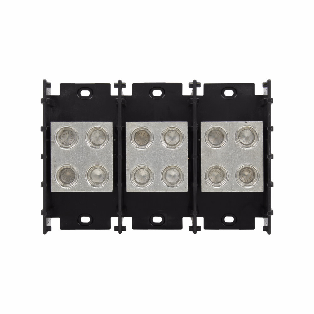 Eaton Bussmann series power splicer block, 600 Vac, 600 Vdc, 760A, Power splicer block, Two-pole, Splicer, SCCR: 10 kA, Black, Molded Thermoplastic Base, Tin-plated aluminum connector