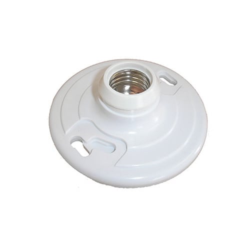 EPCO, Lamp Holder, Keyless, Base: Medium Base, Material: Plastic, Mounting: Box Mount, Number Of Terminals: 4, Screw Material: Brass