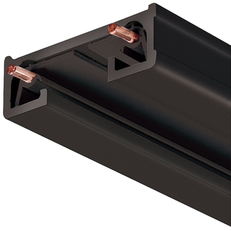 Juno Trac-Lites R series reduced profile, single circuit track section for surface or pendant mounting. Accepts all Trac-Lites and Trac-Master track fixtures. The insulator stays same length as extrusion to simplify field-cutting of track.