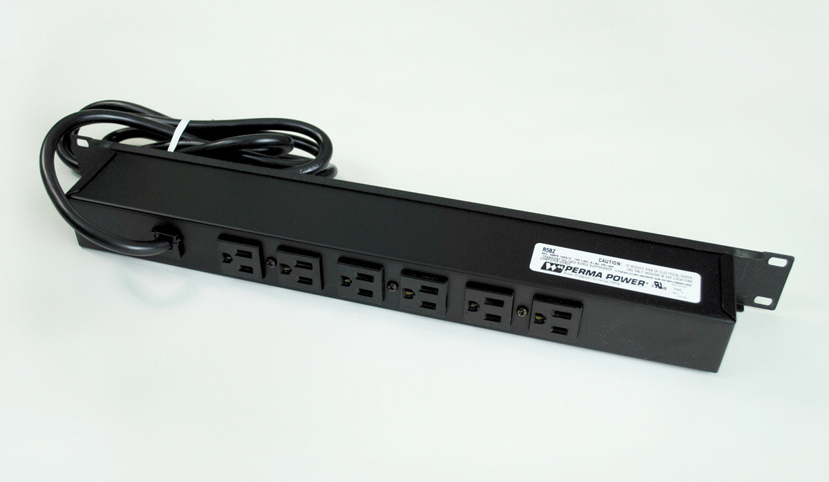  Plug-In Outlet Center Unit; 6 Rear Outlet, 15 ft Cord With 14/3 AWG SJT NEMA 5-15P Plug, 120 Volt, 15 Amp