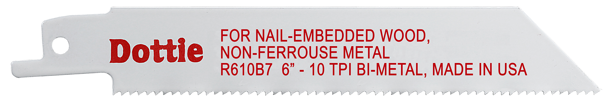 Reciproblade, 6 in. length, 3/4 in. width, 0.035 in. thickness, 10 teeth per inch, Bi-Metal material