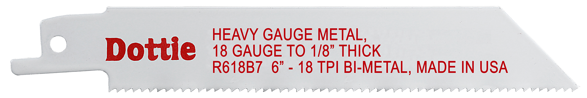 Reciproblade, 6 in. length, 3/4 in. width, 0.035 in. thickness, 18 teeth per inch, Bi-Metal material