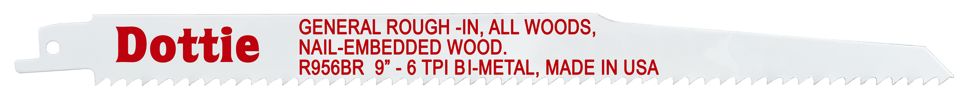 Reciproblade, 9 in. length, 3/4 in. width, 0.035 in. thickness, 6 teeth per inch, Bi-Metal material