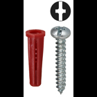 Anchor Kit, #8 x 1 IN Size, 201 pieces, Nylon material, 1/4 in. drill size, includes (100) #8 x 1 IN Phillips/Slotted Head Sheet Metal Screw and (1) Carbide Masonry Drill and (100) #22 Red Collar Anchor, Tuff Pack Packaging