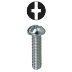 Machine Screw, Steel material, 1/4 x 1 in. Size, Round head type, Zinc Plated Finish, Slotted/Phillips drive type