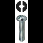Machine Screw, Steel material, 1 in. length, #8-32 thread size, Round head type, Zinc Plated Finish, Slotted/Phillips drive type