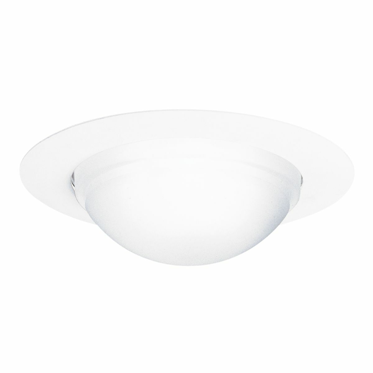 6" Trim Showerlight with Dome Lens and Reflector - Socket Supporting Wet Location & Air-tite Listed White Trim with Frosted Glass Dome
