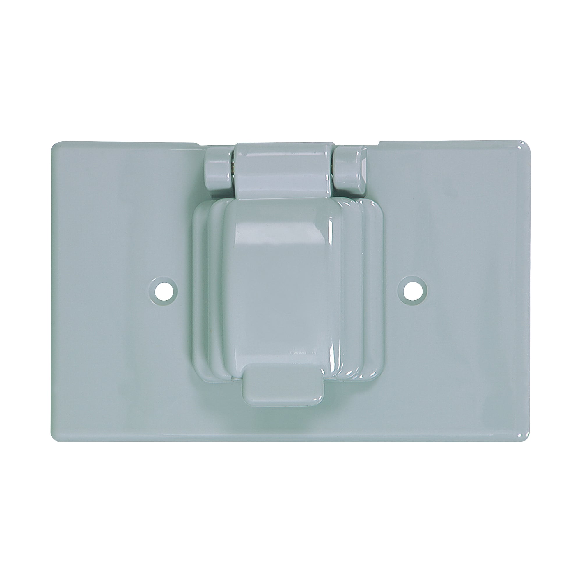 Eaton non-metallic single receptacle cover, Stay-open, Surface mount, Gray, Single receptacle, Dry environments, Thermoplastic, Single-gang, Horizontal, Standard