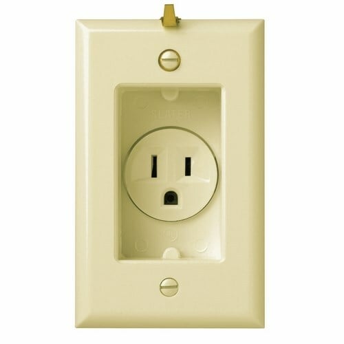 Clock Hanger Recessed Receptacle with Smooth Wall Plate 15amp 125volt Ivory