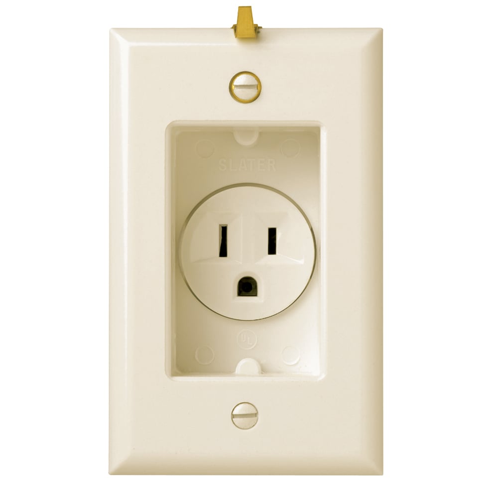 Clock Hanger Recessed Receptacle with Smooth Wall Plate 15amp 125volt Light Almond