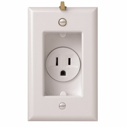 Clock Hanger Recessed Receptacle with Smooth Wall Plate 15amp 125volt White