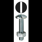 Stove Bolt with Hex Nut, Slotted drive type, Truss head type, 1/4 in. diameter, 20 thread pitch/thread per inch, 1-1/4 in. length, Steel material, Zinc Plated Finish