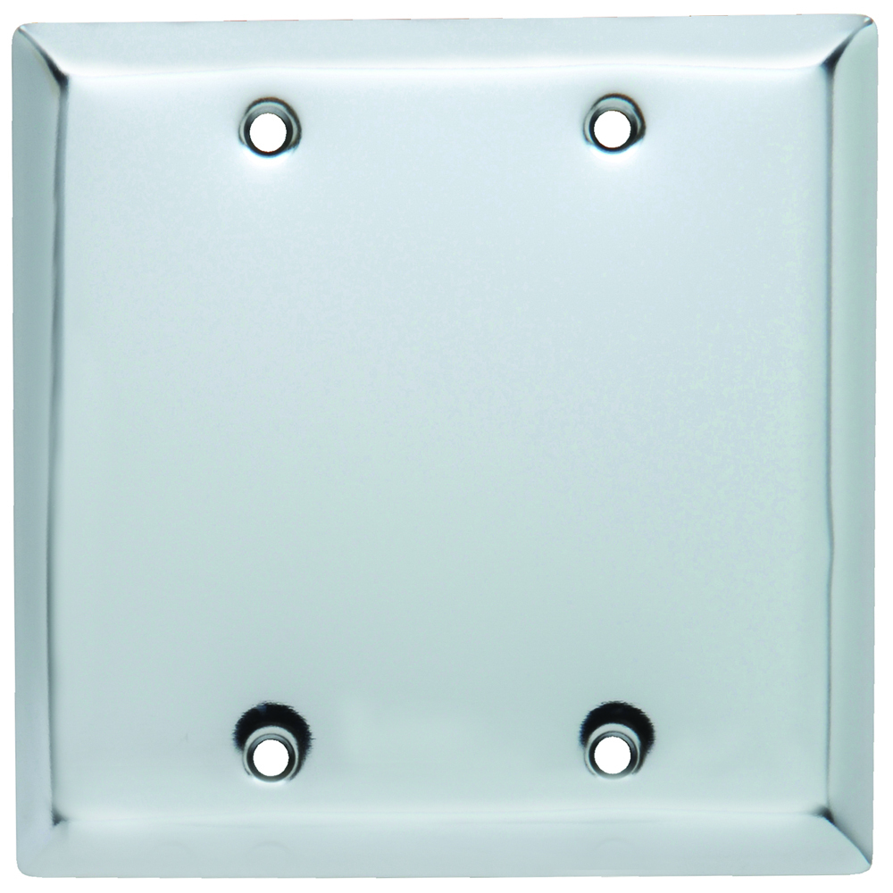 Smooth Metal Wall Plate 2gang Blank Box Mounted Chrome