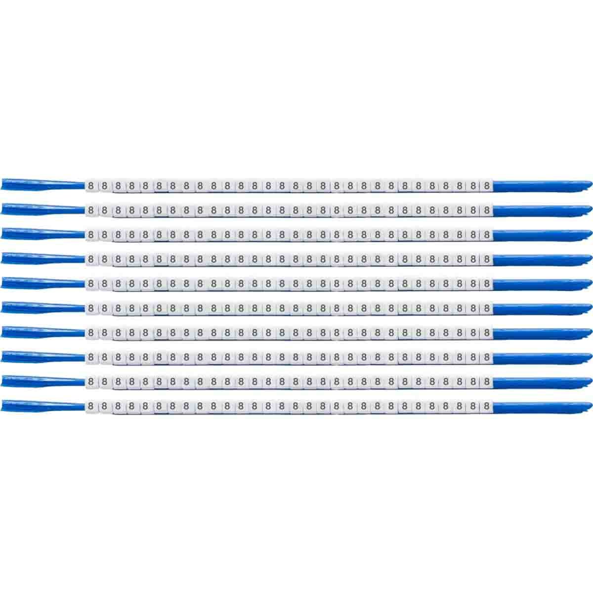 SCN07-8 Clip-Sleeve SCN Pre-Printed Wire Marker, 0.075 to 0.087 in Wire, 8 Legend, Black on White Legend, White Marker, Nylon