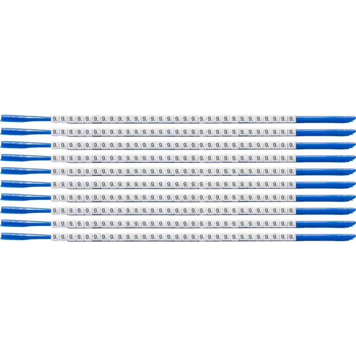 SCN07-9 Clip-Sleeve SCN Pre-Printed Wire Marker, 0.075 to 0.087 in Wire, 9 Legend, Black on White Legend, White Marker, Nylon