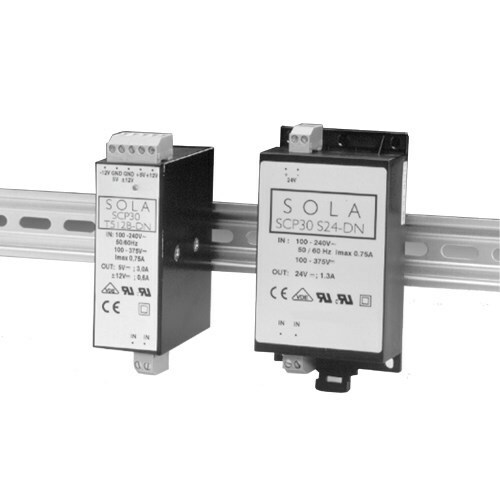 Low Profile DIN Rail Mount Dual Output Power Supply, 30 Watt, Voltage Output 1: 5 Vdc, 3.0. A, Voltage Output 2: 12 Vdc, 1.2 A