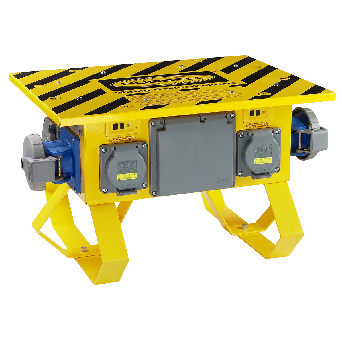 Temporary Power Products, Spider II Portable Power, Complete Unit, Straight Blade Style, With 6) 20A 125V Receptacles- 1) 60A 3-Phase Wye 120/208V AC Inlet and Outlet, Yellow