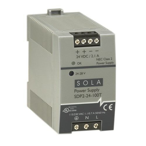 SDP Series Low Power DIN Rail Power Supplies, Input Voltage: 85-264 Vac, 90-375 Vdc, Output Voltage: 24 -48 Vdc , Frequency: 47-63 Hz, Output Current Rating 2.1 A
