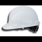 Ratchet Safety Helmet, 6-Point Impact Absorbing suspenders, White shell color, 6-1/2 to 8 in. hat size, Polyethylene shell material