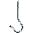 Round Bend Screw Hook, 4-15/16 in. overall length, 1 in. opening size, Steel material, 0.307 in. hook diameter, Zinc Plated Finish, 1-3/4 in. thread length
