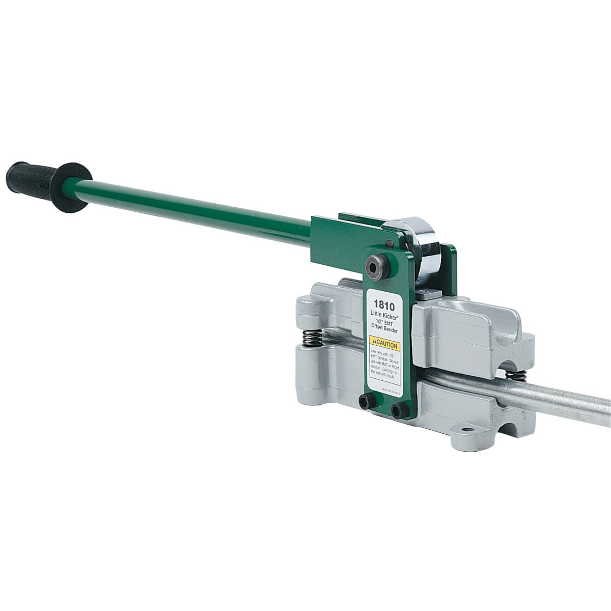 Bends offsets in one easy operation. Insert conduit, depress handle, release and remove conduit.  Makes identical offsets every time for wall mounted boxes with exposed conduit.  Creates offset that matches the knockout in box.  Maximum offset of 0.56" (9/16).  For 1/2" EMT