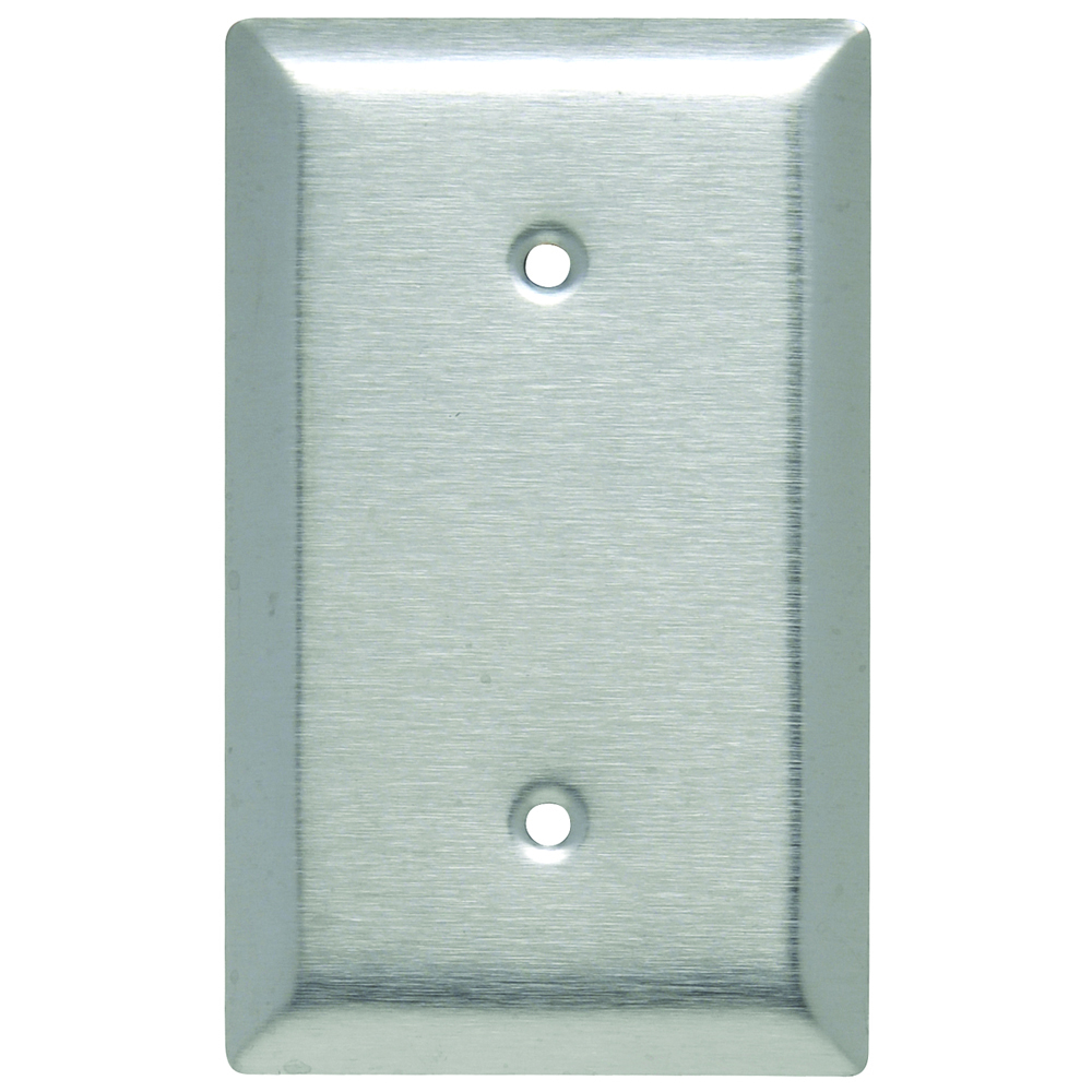 Smooth Metal Wall Plate, 1gang Blank, Strap Mounted, 430 Stainless Steel