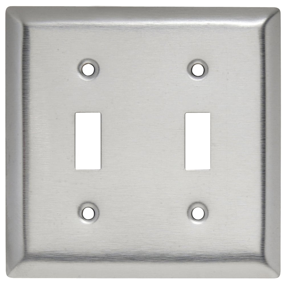 Smooth Metal Wall Plate, 2gang Toggle, 430 Stainless Steel