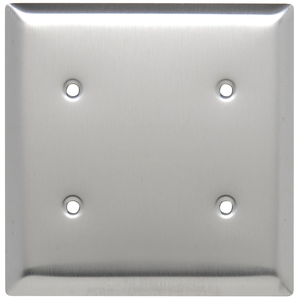 Smooth Metal Wall Plate, 2gang Blank, Strap Mounted, 430 Stainless Steel