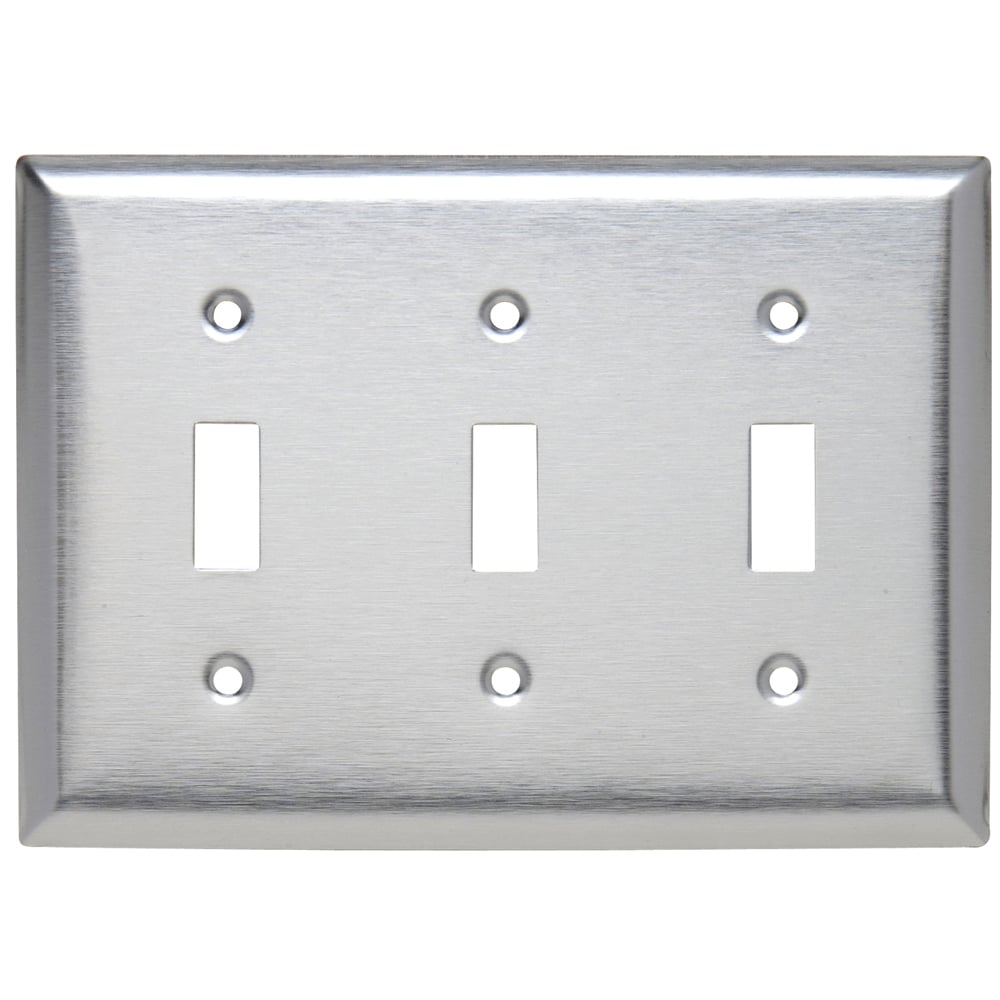 Smooth Metal Wall Plate 3gang Toggle 430 Stainless Steel