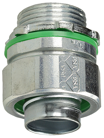 Straight Liquid Tight Connector, 3/8 in. Size, Threaded connection, Steel material, Zinc Plated Finish
