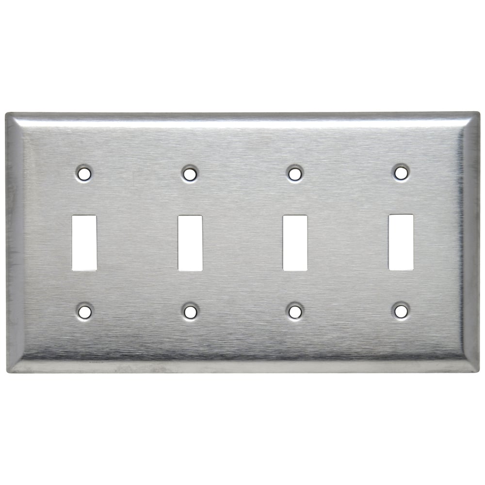Smooth Metal Wall Plate 4gang Toggle 430 Stainless Steel