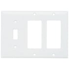 Combination Wall Plate, 1 Toggle Switch and, 2 Decorator, Three Gang, White