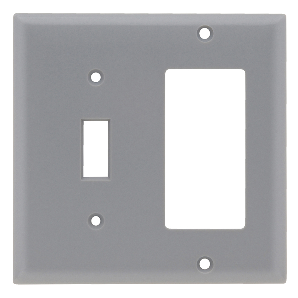 Combination Wall Plate, 1 Toggle Switch and, 1 Decorator, Gray