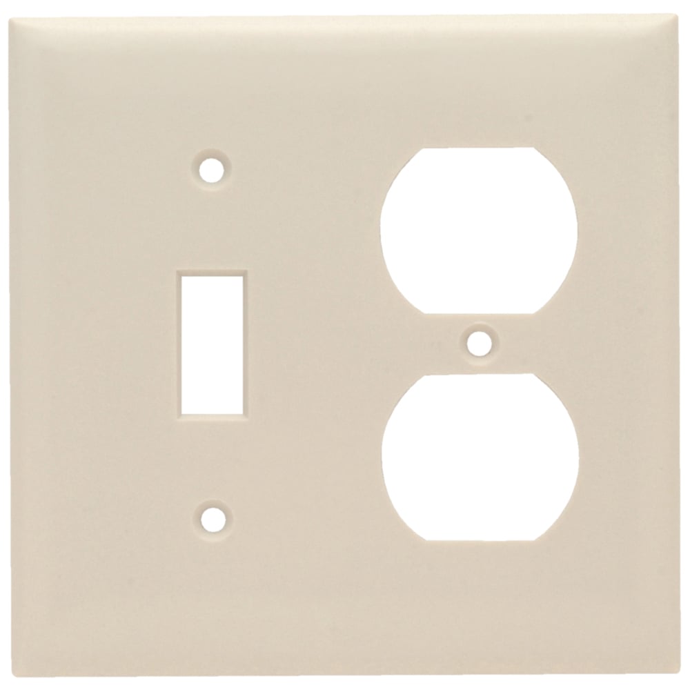 Combination Wall Plate, 1 Toggle Switch and, 1 Duplex Receptacle, Two Gang, Light Almond