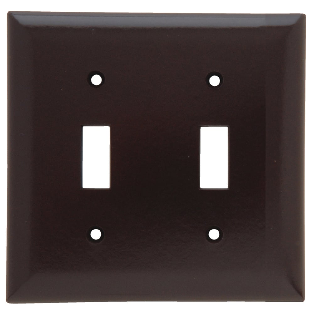 Plate Plastic 2gang 2toggle Without Line Brown