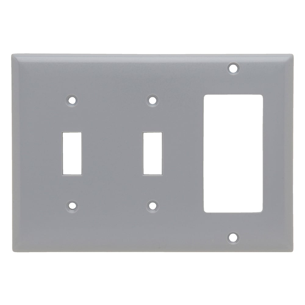SP226GRY Combination Openings, 2 Toggle Switch and 1 Decorator, Three Gang, Gray