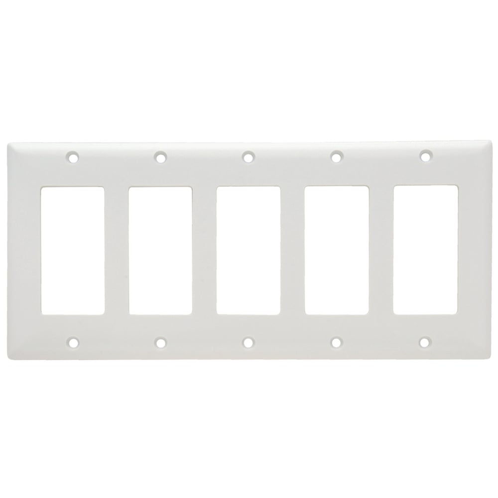 Decorator Wall Plate, Five Gang, White