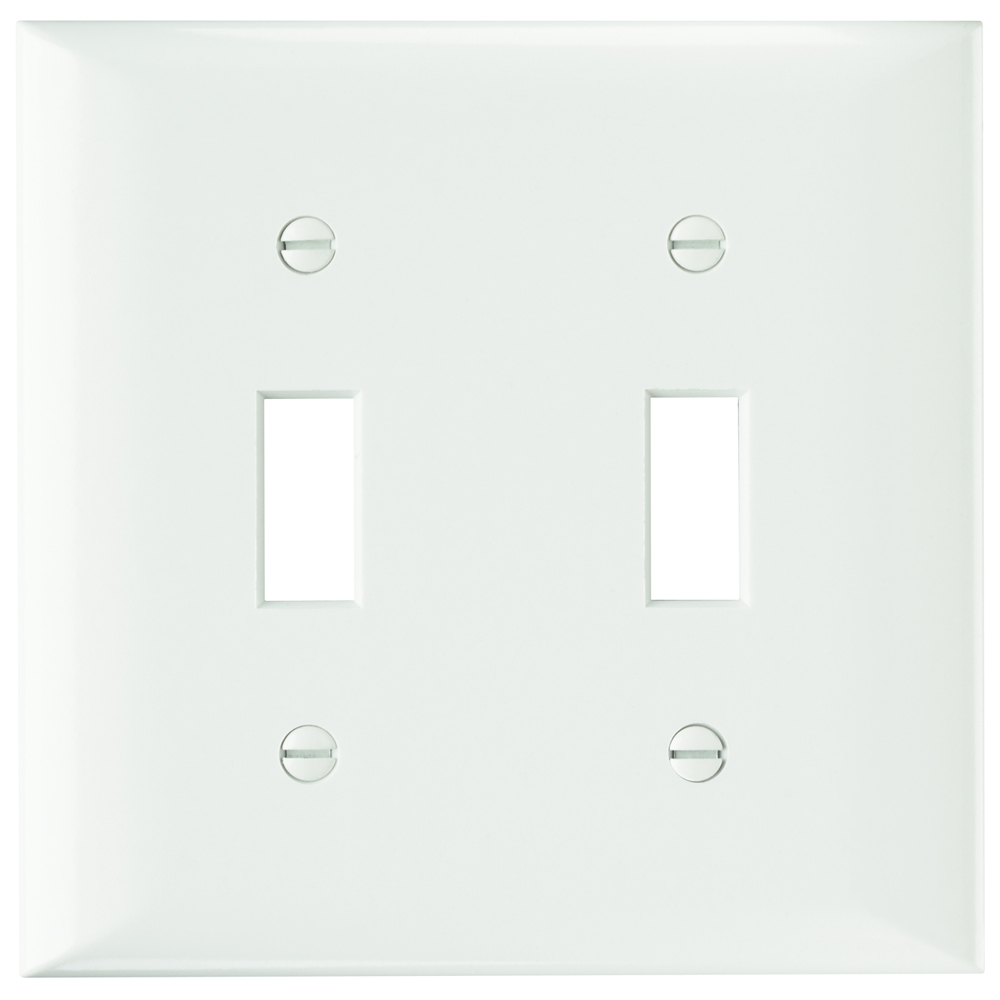 Plate Plastic 2gang 2toggle Without Line White