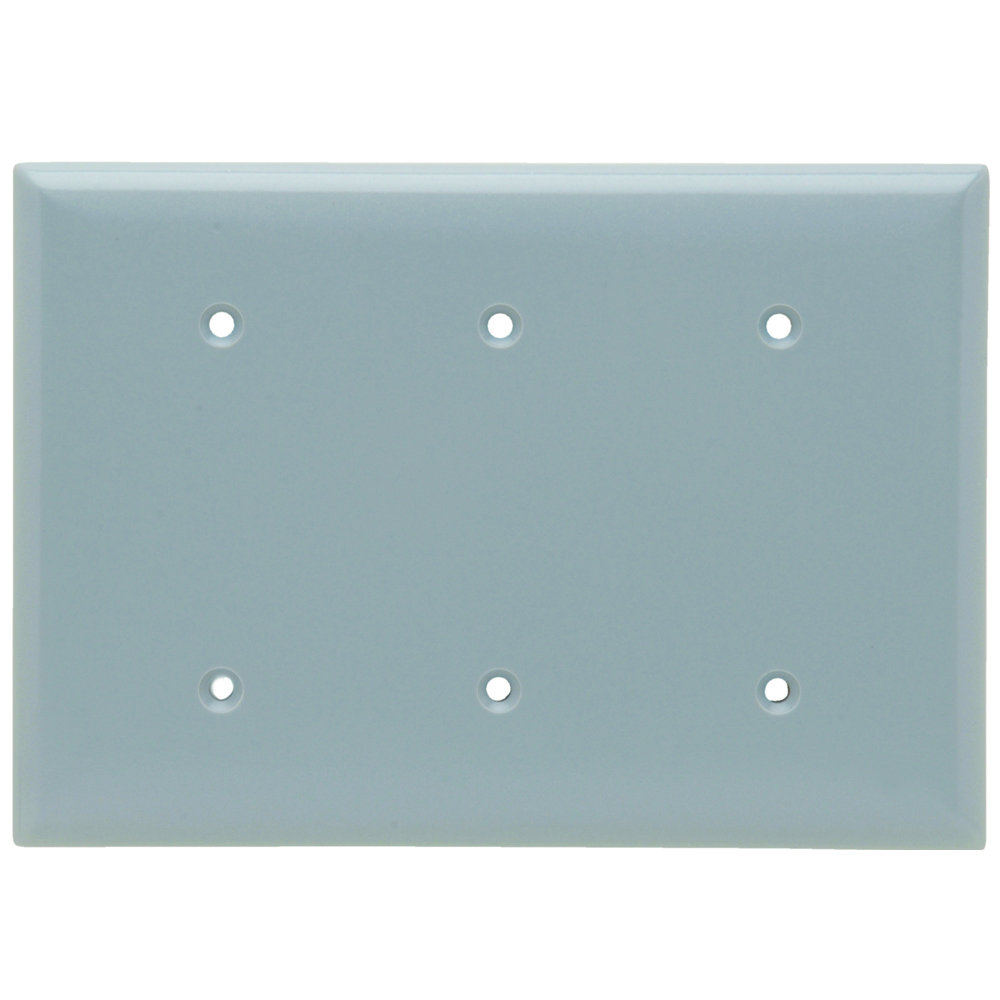 Smooth Wall Plate, 3gang Blank, Box Mount, Gray