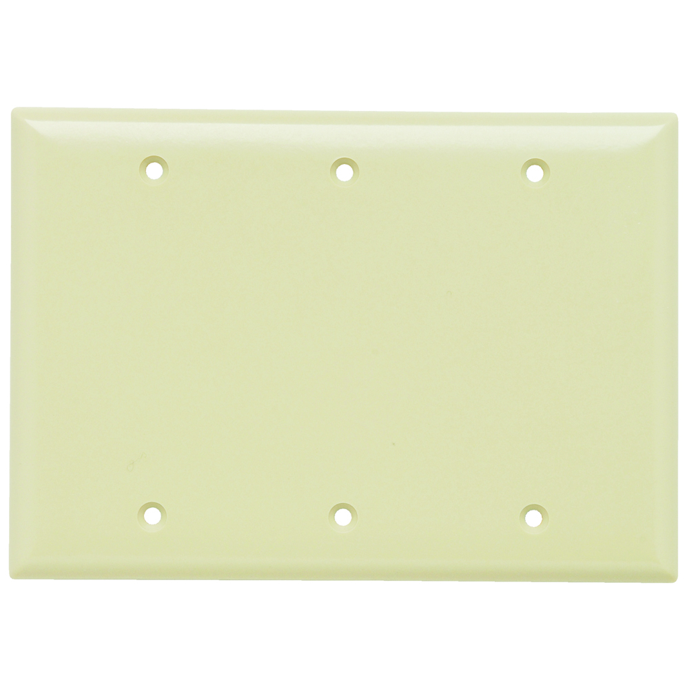 Smooth Wall Plate 3gang Blank Box Mount Ivory