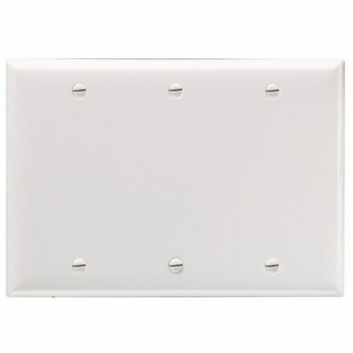 Smooth Wall Plate 3gang Blank Box Mount White