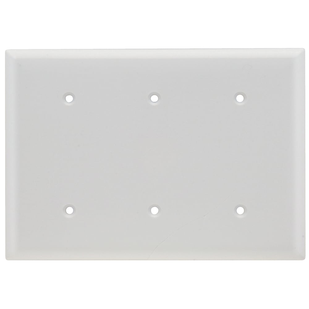 Smooth Wall Plate, 3gang, Blank Mount, White