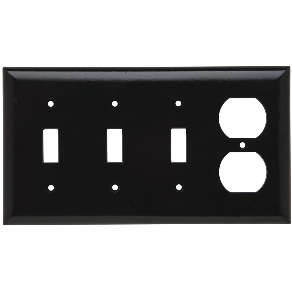 Smooth Wall Plate 3gang Toggle Isolated Ground Duplex Brown